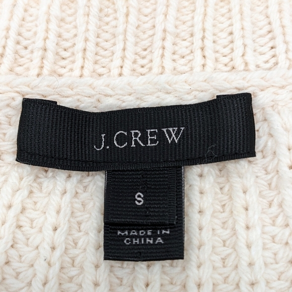 J. Crew Sweater Ivory Wool Cotton Blend with Cutouts Women's Size Small - Picture 4 of 6